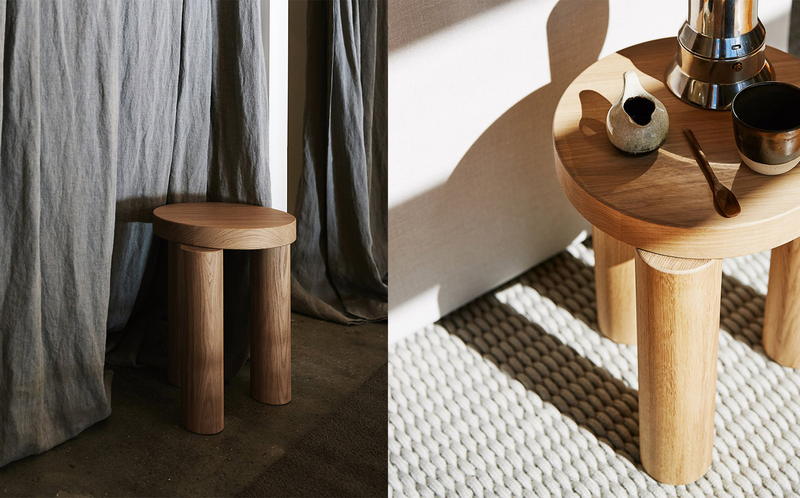 Offset Stool & Side Table