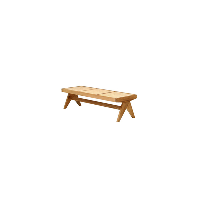Teak and Cane Bench